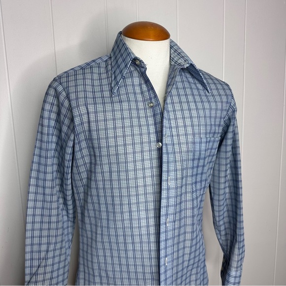 Vintage 70s K-Mart Blue Knit Retro Shirt - Picture 1 of 12